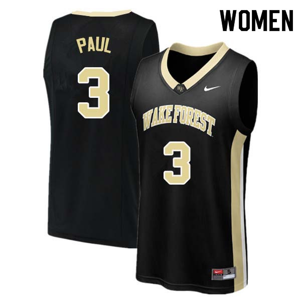 Women #3 Chris Paul Wake Forest Demon Deacons College Basketball Jerseys Sale-Black